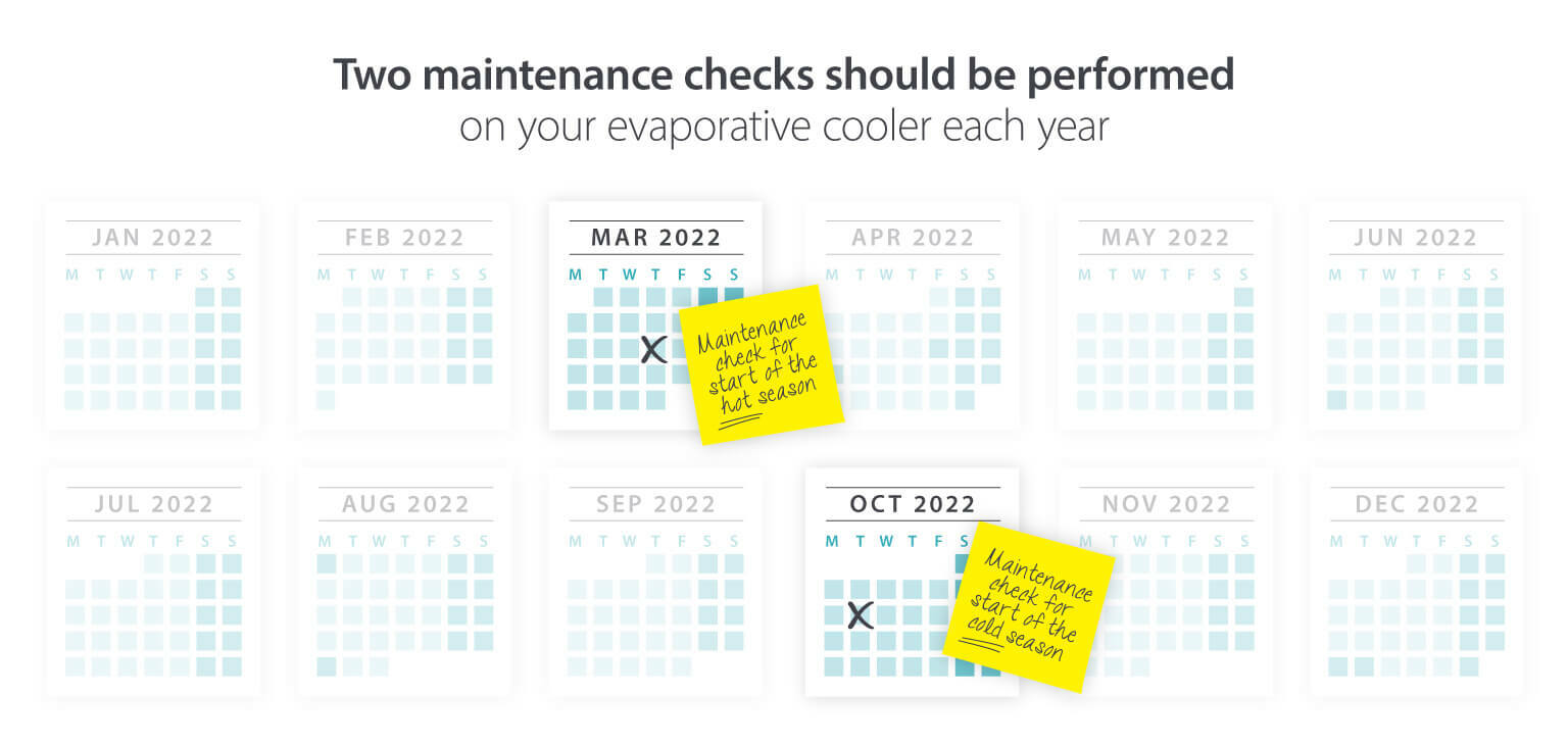 Evaporative cooler winter season maintenance calendar