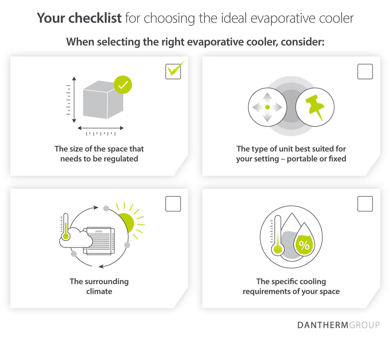 En guide som hjälper dig att välja rätt evaporativt kylsystem för dina behov - infografisk bild