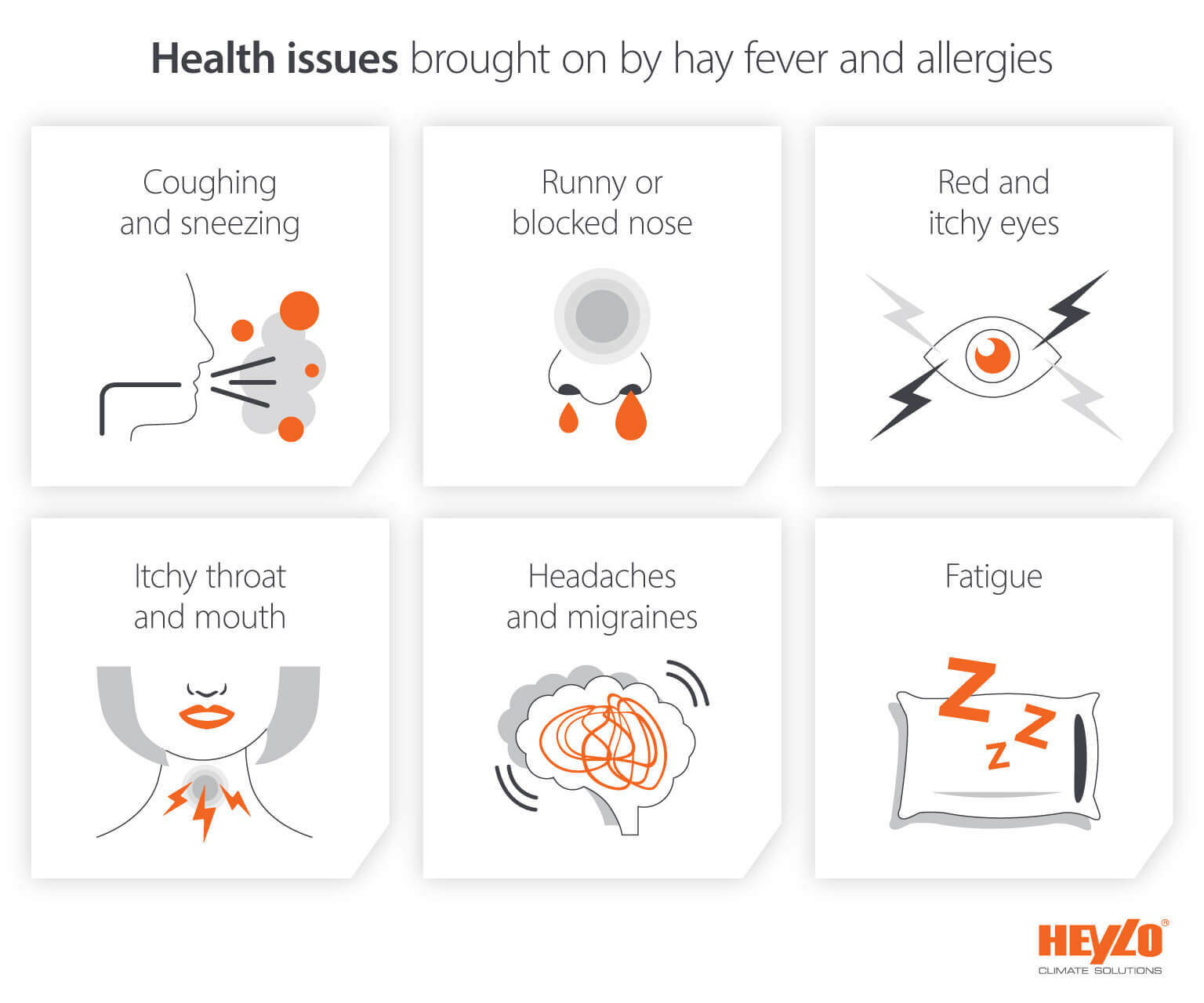 Health issues and effects of allergies and hayfever on people - Infographic image