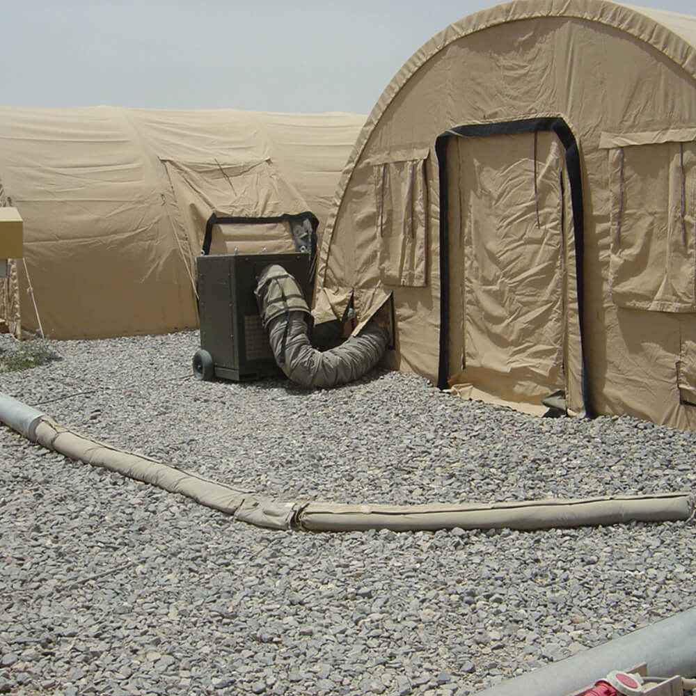 Tenda Dantherm AC M7 installata nel deserto