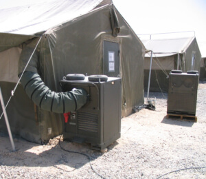 Dantherm AC M7 MKII installert i en militærleir